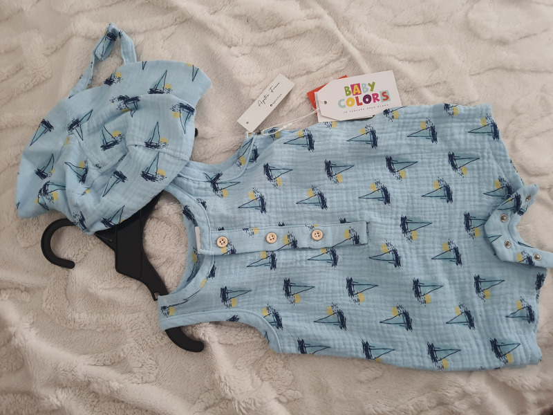 Set gorro y pañalero niño azul