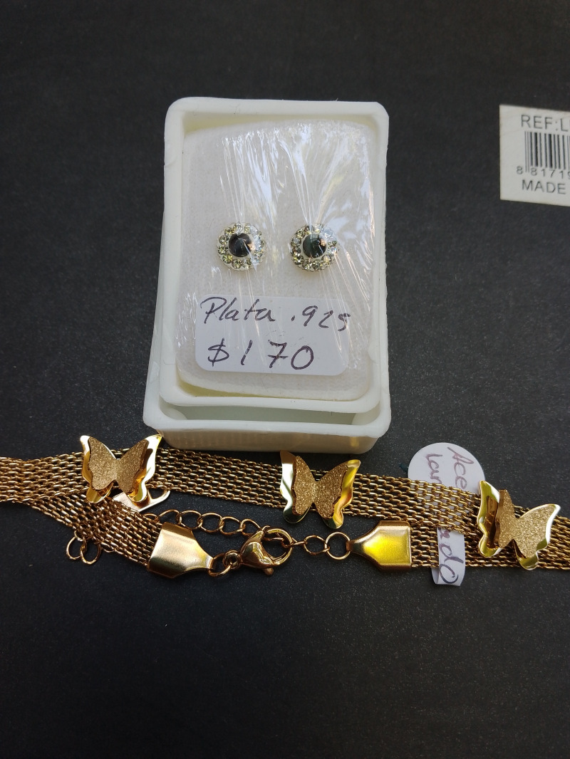 Broquel plata, pulsera acero laminado